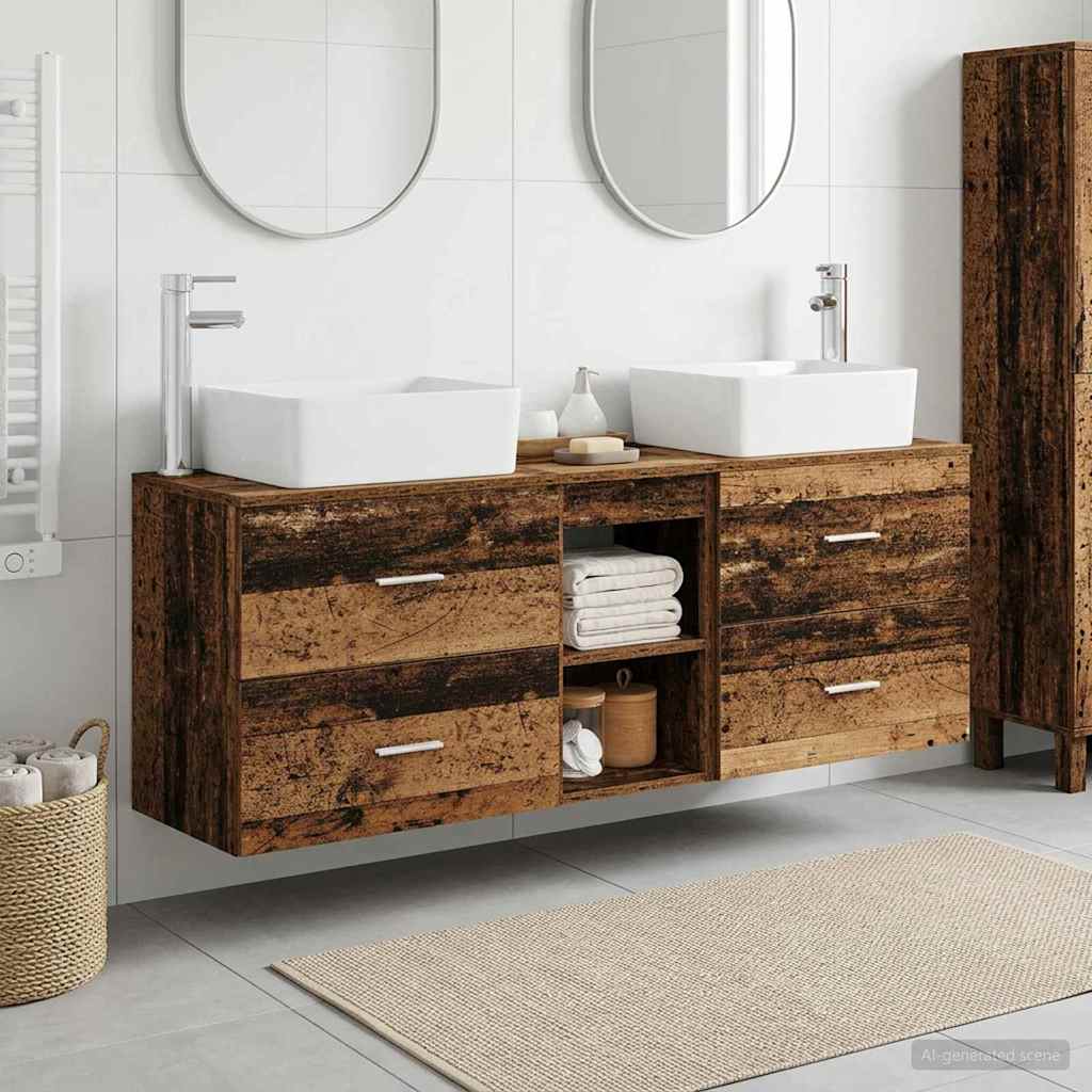 Bathroom Cabinet Set 3 pcs Old Wood 53 x 34.5 x 63 cm