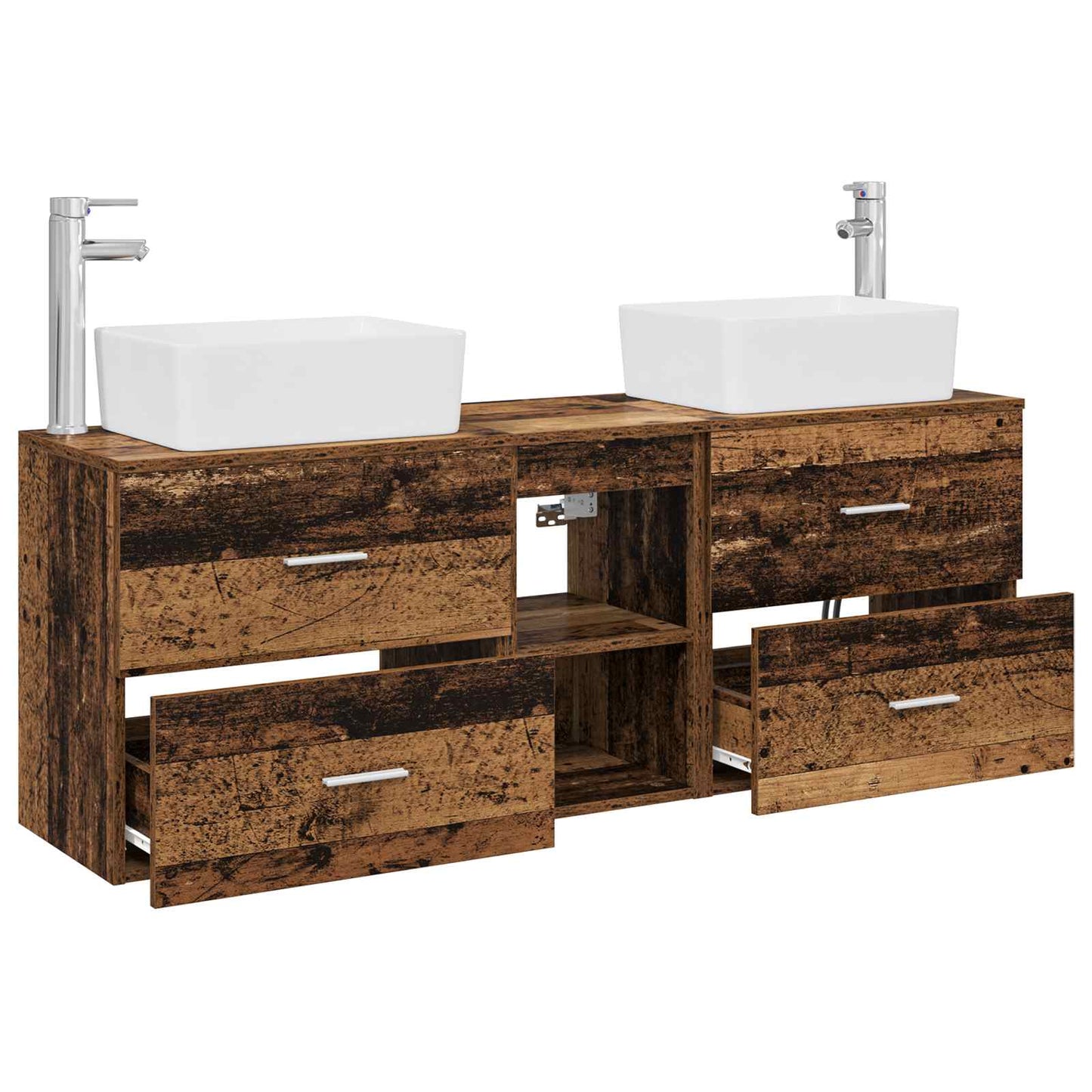 Bathroom Cabinet Set 3 pcs Old Wood 53 x 34.5 x 63 cm