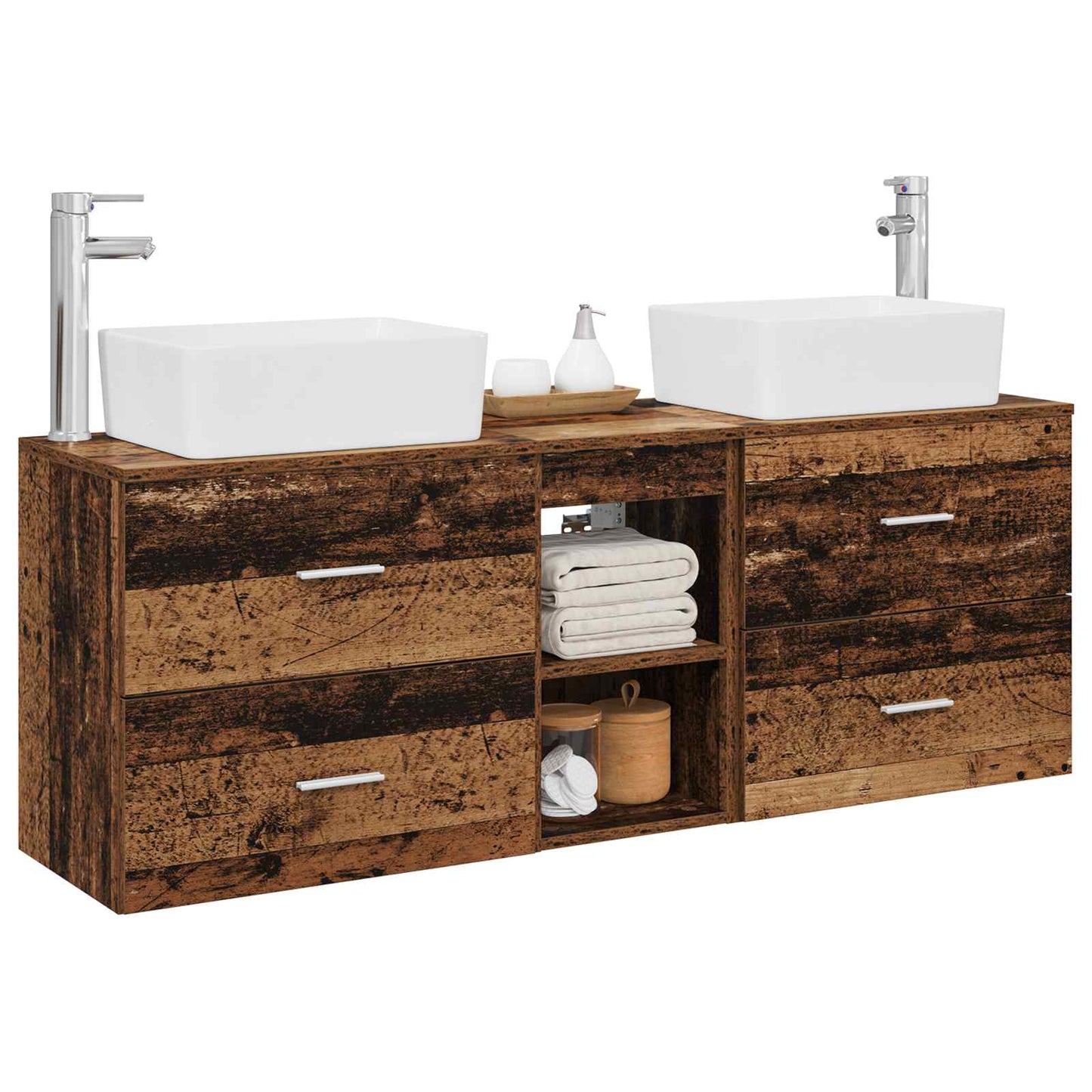 Bathroom Cabinet Set 3 pcs Old Wood 53 x 34.5 x 63 cm