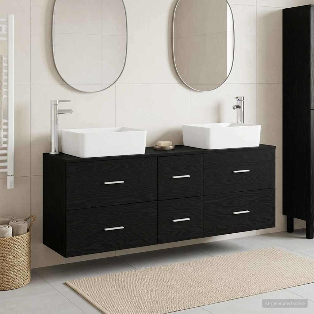 Bathroom Cabinet Set 3 pcs Black 53 x 34.5 x 63 cm