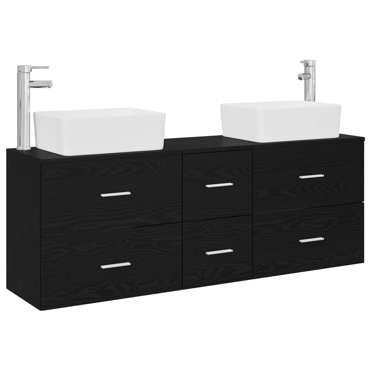 Bathroom Cabinet Set 3 pcs Black 53 x 34.5 x 63 cm