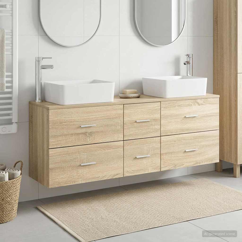 Bathroom Cabinet Set 3 pcs Sonoma Oak 53 x 34.5 x 63 cm