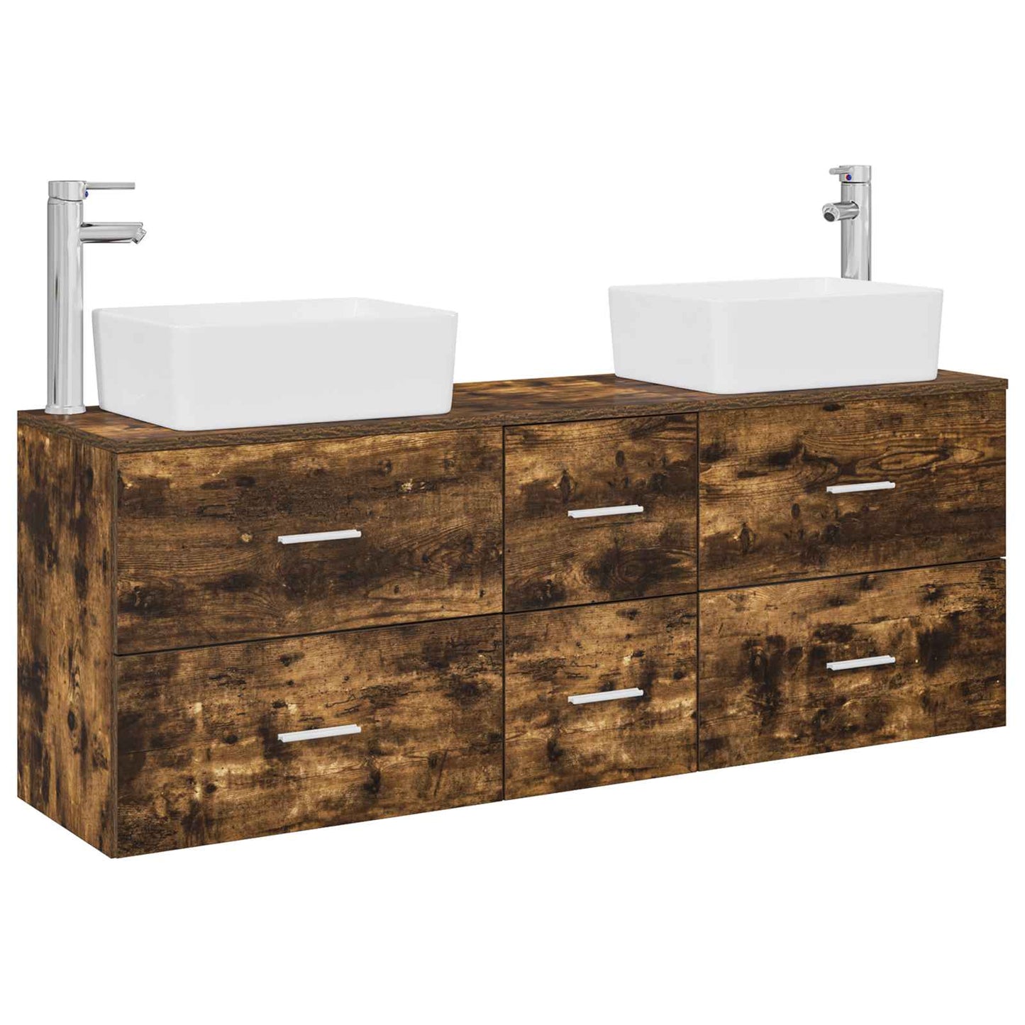 Bathroom Cabinet Set 3 pcs Smoked Oak 53 x 34.5 x 63 cm