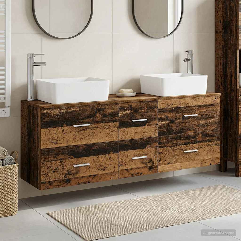 Bathroom Cabinet Set 3 pcs Old Wood 53 x 34.5 x 63 cm