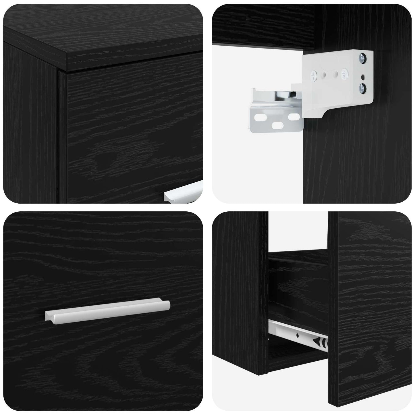 Bathroom Cabinet Set 3 pcs Black 62.5 x 44.5 x 50 cm