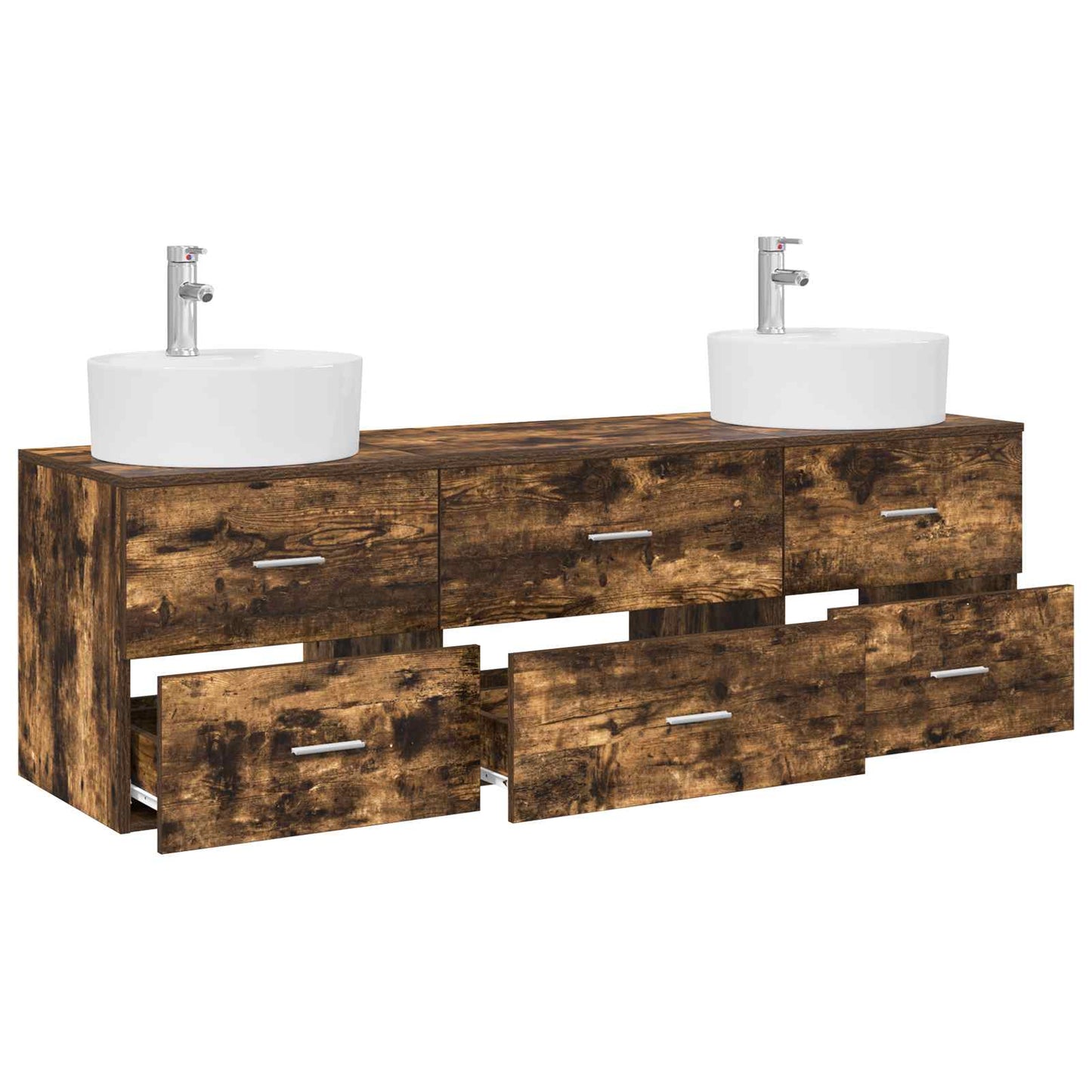 Bathroom Cabinet Set 3 pcs Smoked Oak 62.5 x 44.5 x 50 cm