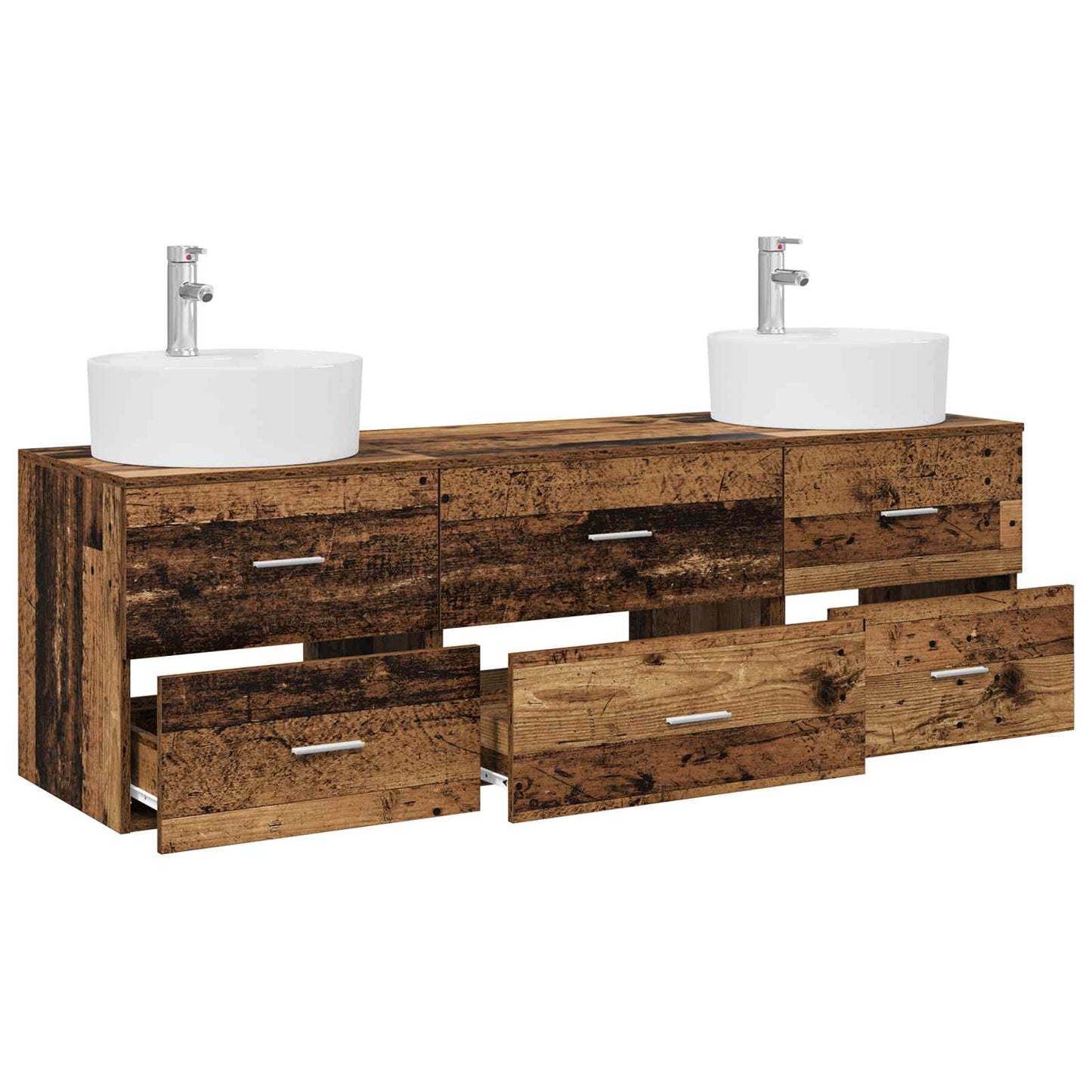 Bathroom Cabinet Set 3 pcs Old Wood 62.5 x 44.5 x 50 cm