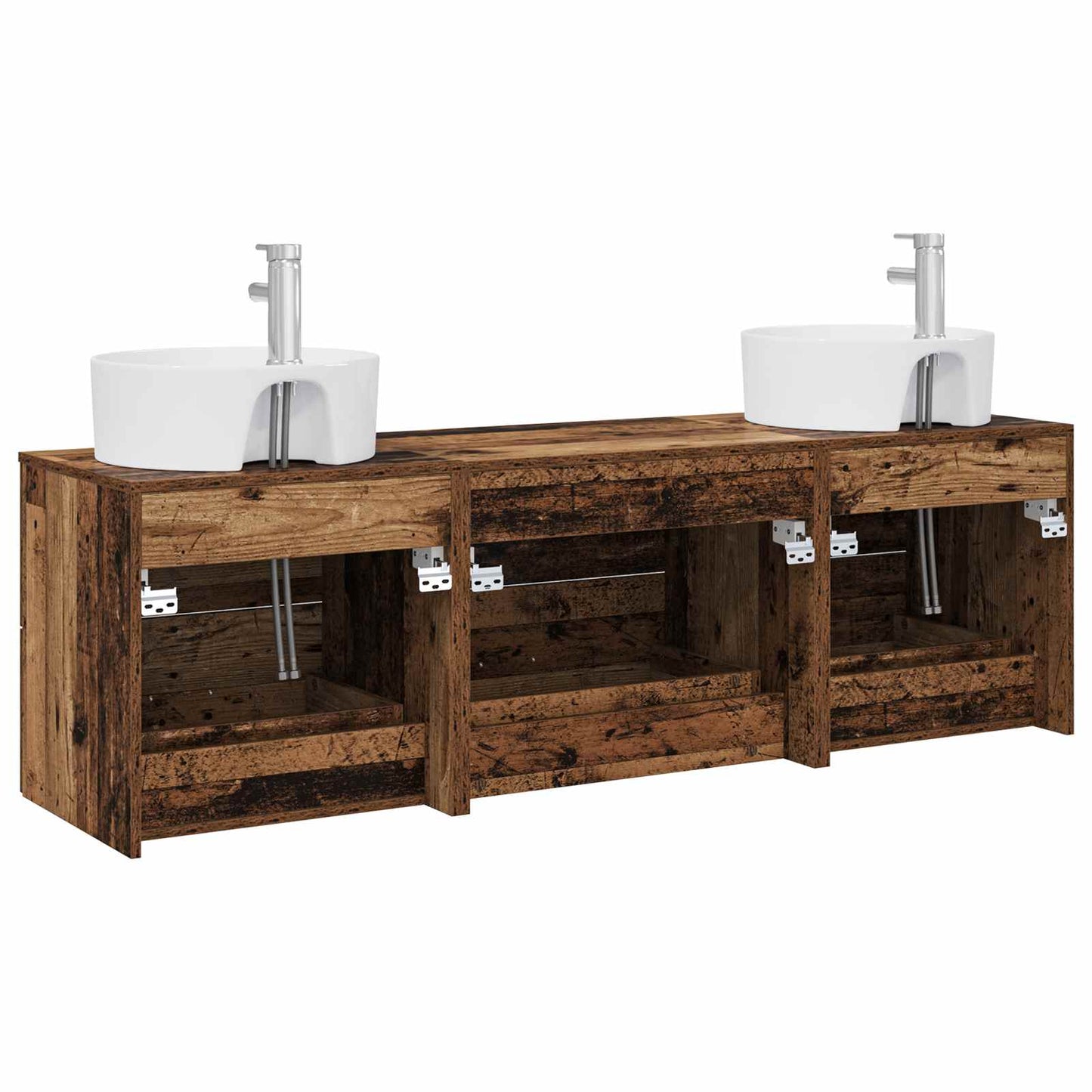 Bathroom Cabinet Set 3 pcs Old Wood 62.5 x 44.5 x 50 cm