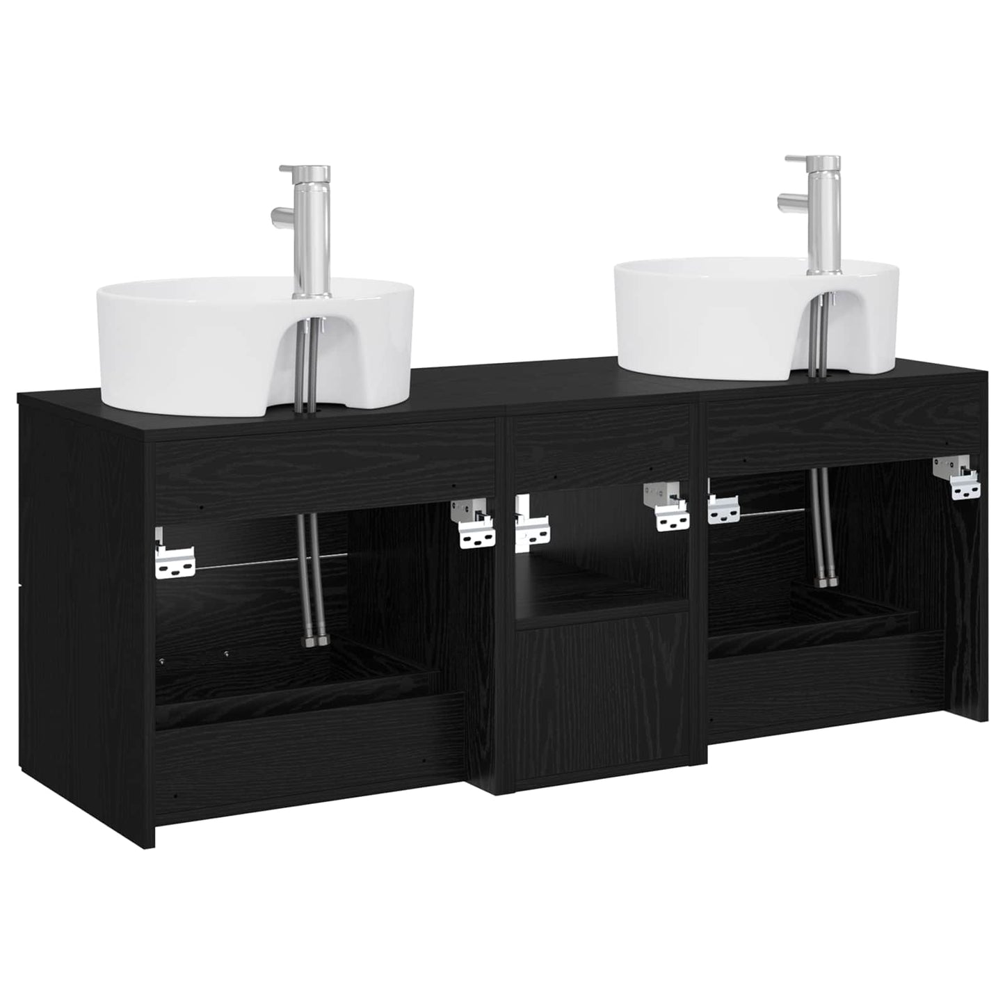 Bathroom Cabinet Set 3 pcs Black 49.5 x 44.5 x 65 cm