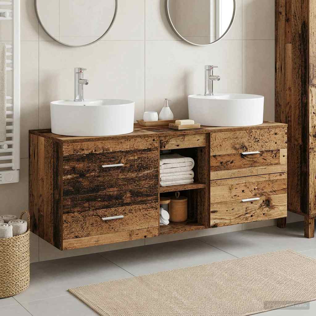 Bathroom Cabinet Set 3 pcs Old Wood 49.5 x 44.5 x 65 cm
