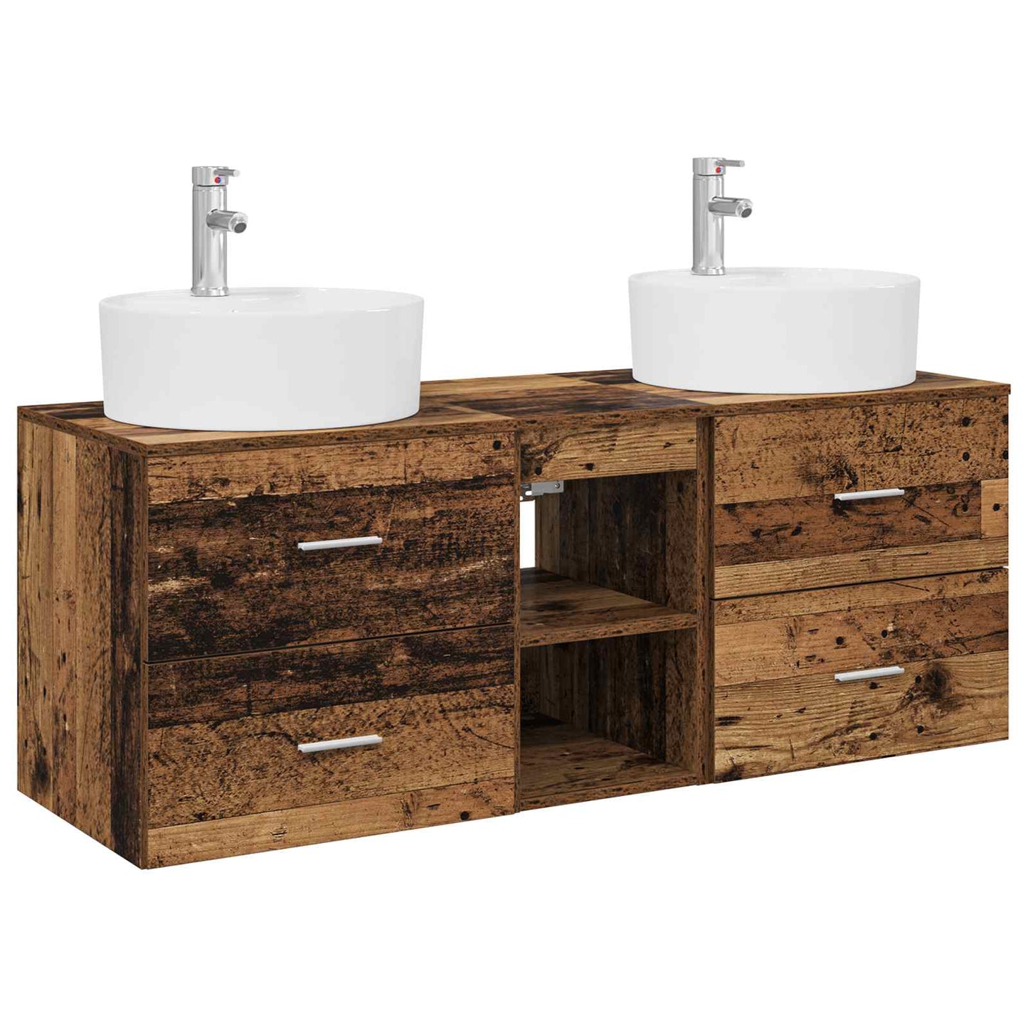 Bathroom Cabinet Set 3 pcs Old Wood 49.5 x 44.5 x 65 cm