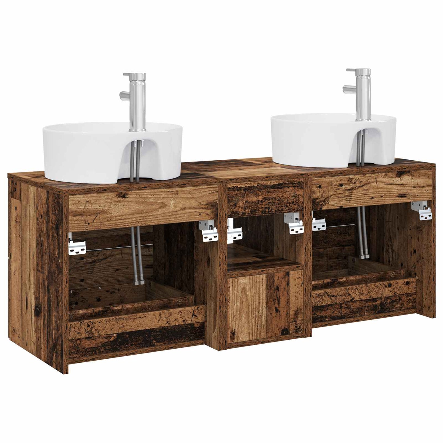 Bathroom Cabinet Set 3 pcs Old Wood 49.5 x 44.5 x 65 cm