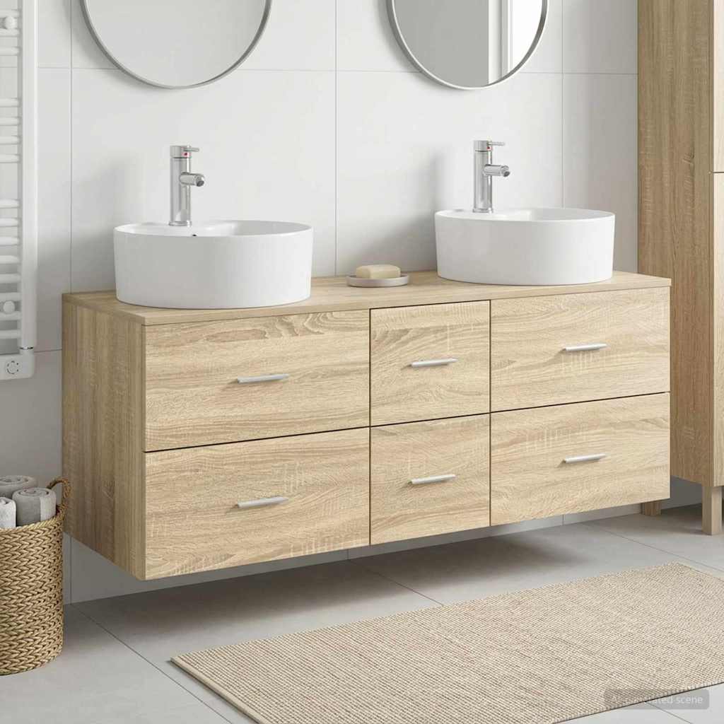 Bathroom Furniture Set 3 pcs Sonoma Oak 49.5 x 44.5 x 65 cm