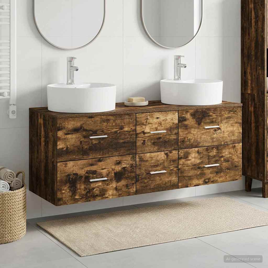 Bathroom Furniture Set 3 pcs Smoked Oak 49.5 x 44.5 x 65 cm