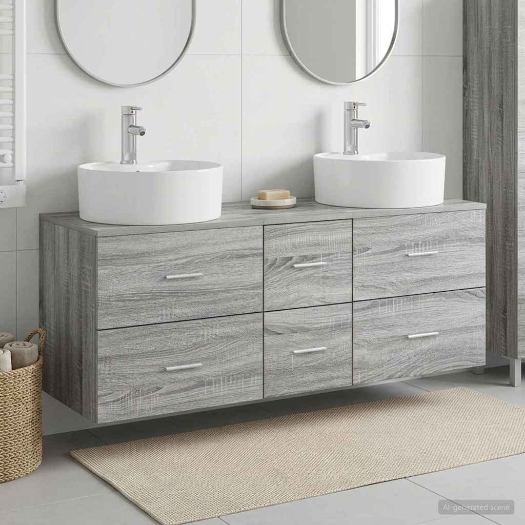 Bathroom Furniture Set 3 pcs Grey Sonoma 49.5 x 44.5 x 65 cm
