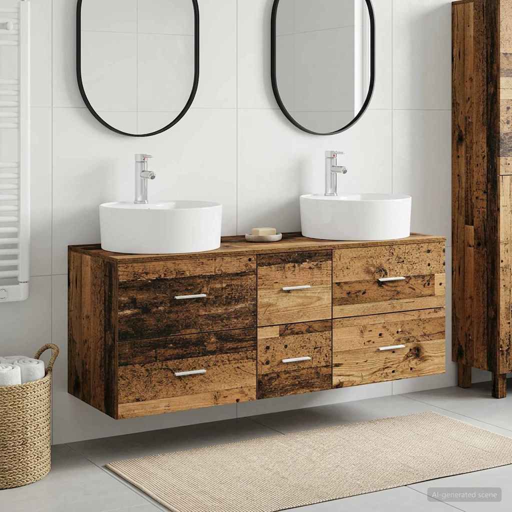 Bathroom Furniture Set 3 pcs Old Wood 49.5 x 44.5 x 65 cm