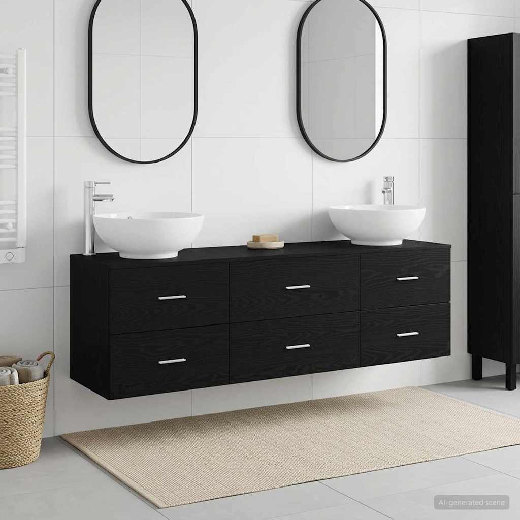 Bathroom Furniture Set 3 pcs Black 49.5 x 44.5 x 65 cm