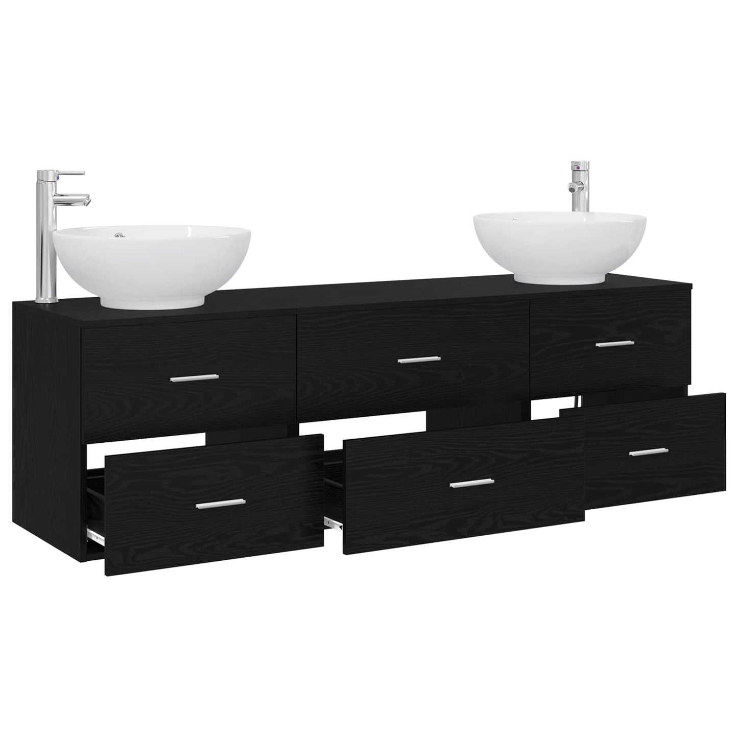 Bathroom Furniture Set 3 pcs Black 49.5 x 44.5 x 65 cm