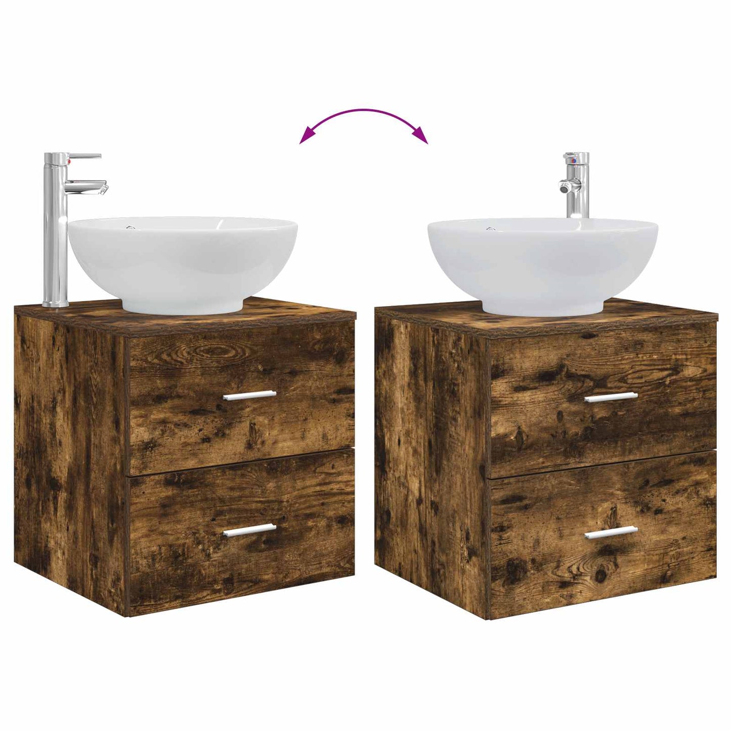 Bathroom Furniture Set 3 pcs Smoked Oak 49.5 x 44.5 x 65 cm