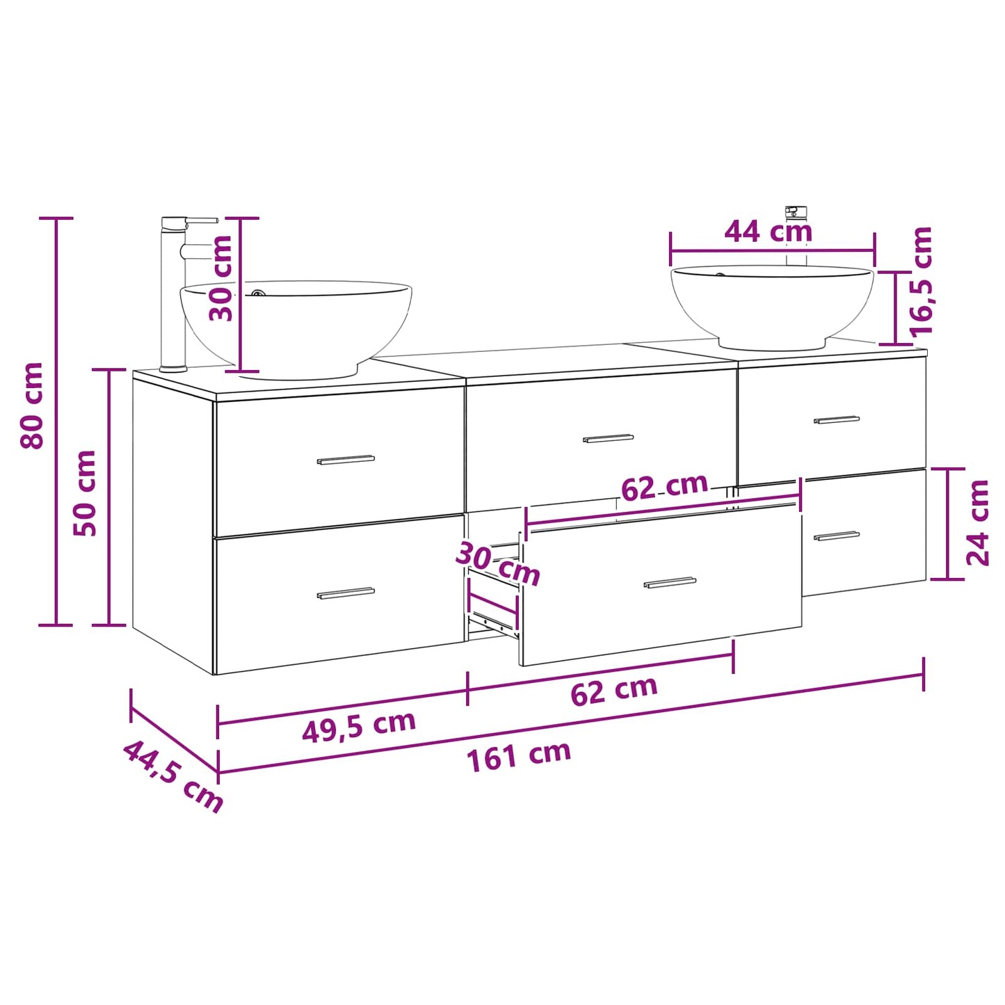 Bathroom Furniture Set 3 pcs Old Wood 49.5 x 44.5 x 65 cm