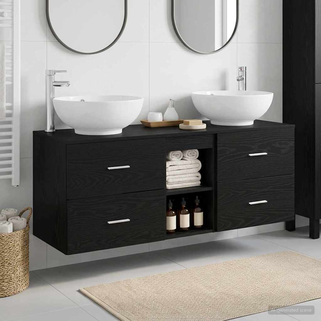 Bathroom Furniture Set 3 pcs Black 49.5 x 44.5 x 65 cm