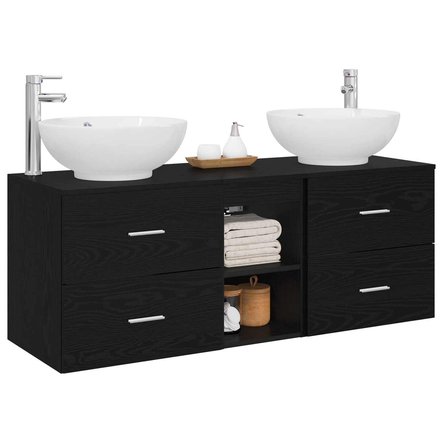 Bathroom Furniture Set 3 pcs Black 49.5 x 44.5 x 65 cm