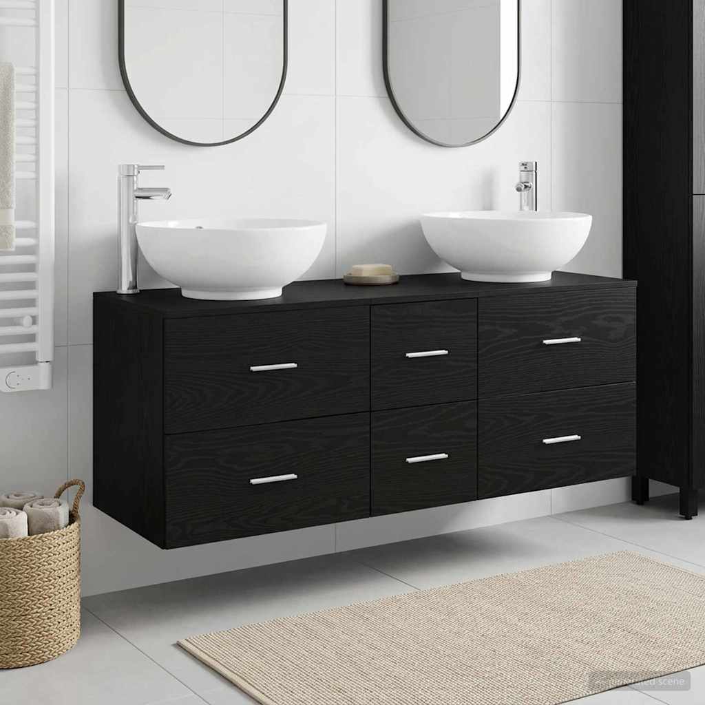Bathroom Furniture Set 3 pcs Black 49.5 x 44.5 x 65 cm
