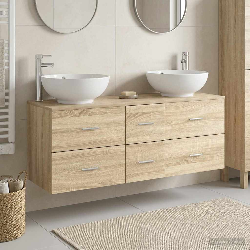 Bathroom Furniture Set 3 pcs Sonoma Oak 49.5 x 44.5 x 65 cm