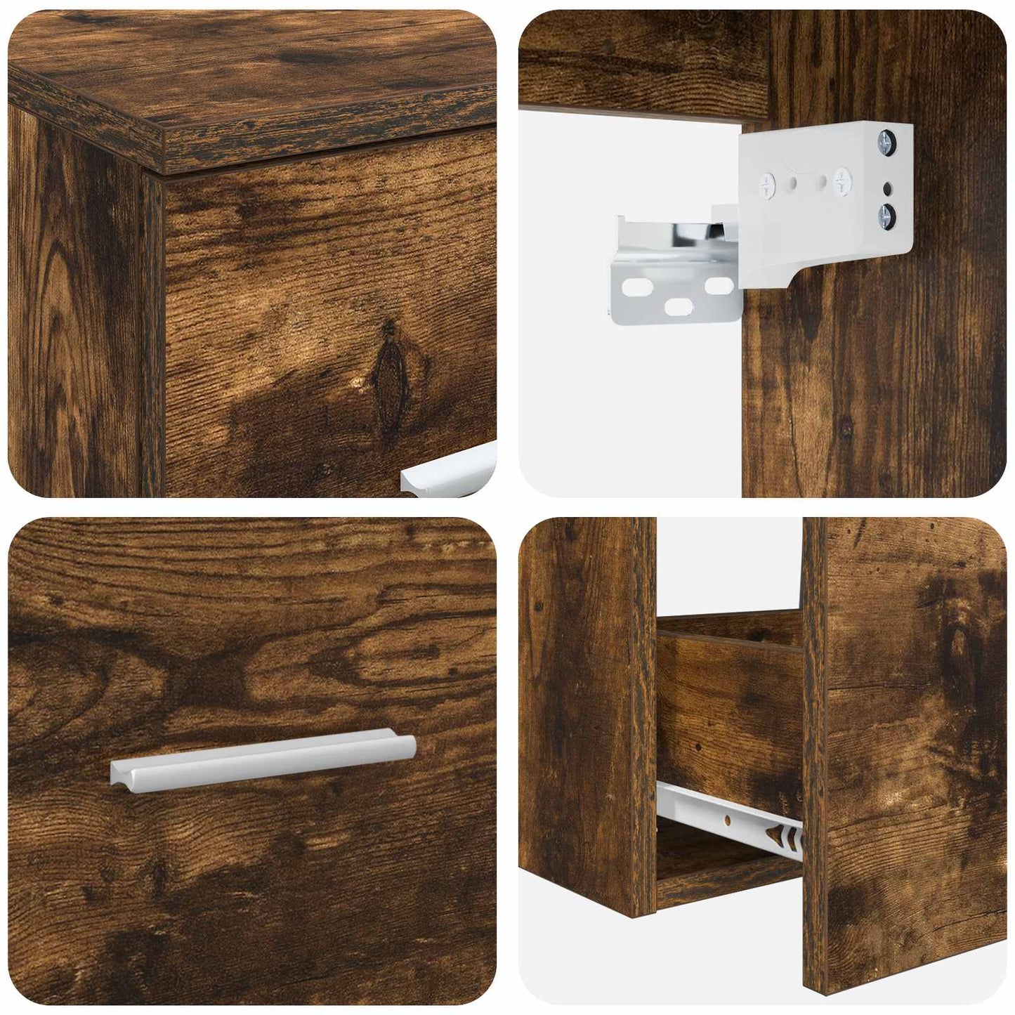 Bathroom Furniture Set 3 pcs Smoked Oak 49.5 x 44.5 x 66 cm