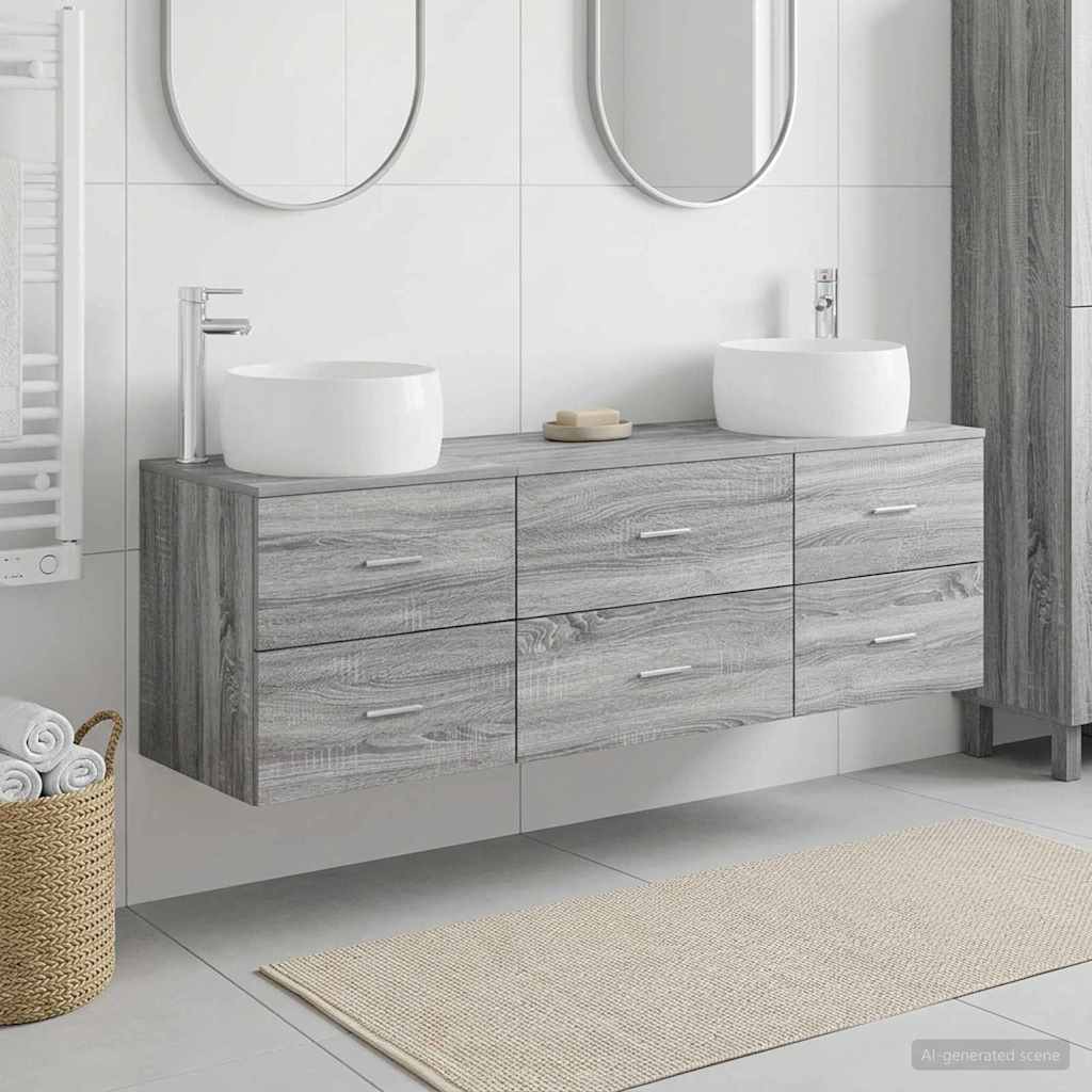 Bathroom Furniture Set 3 pcs Grey Sonoma 49.5 x 44.5 x 66 cm
