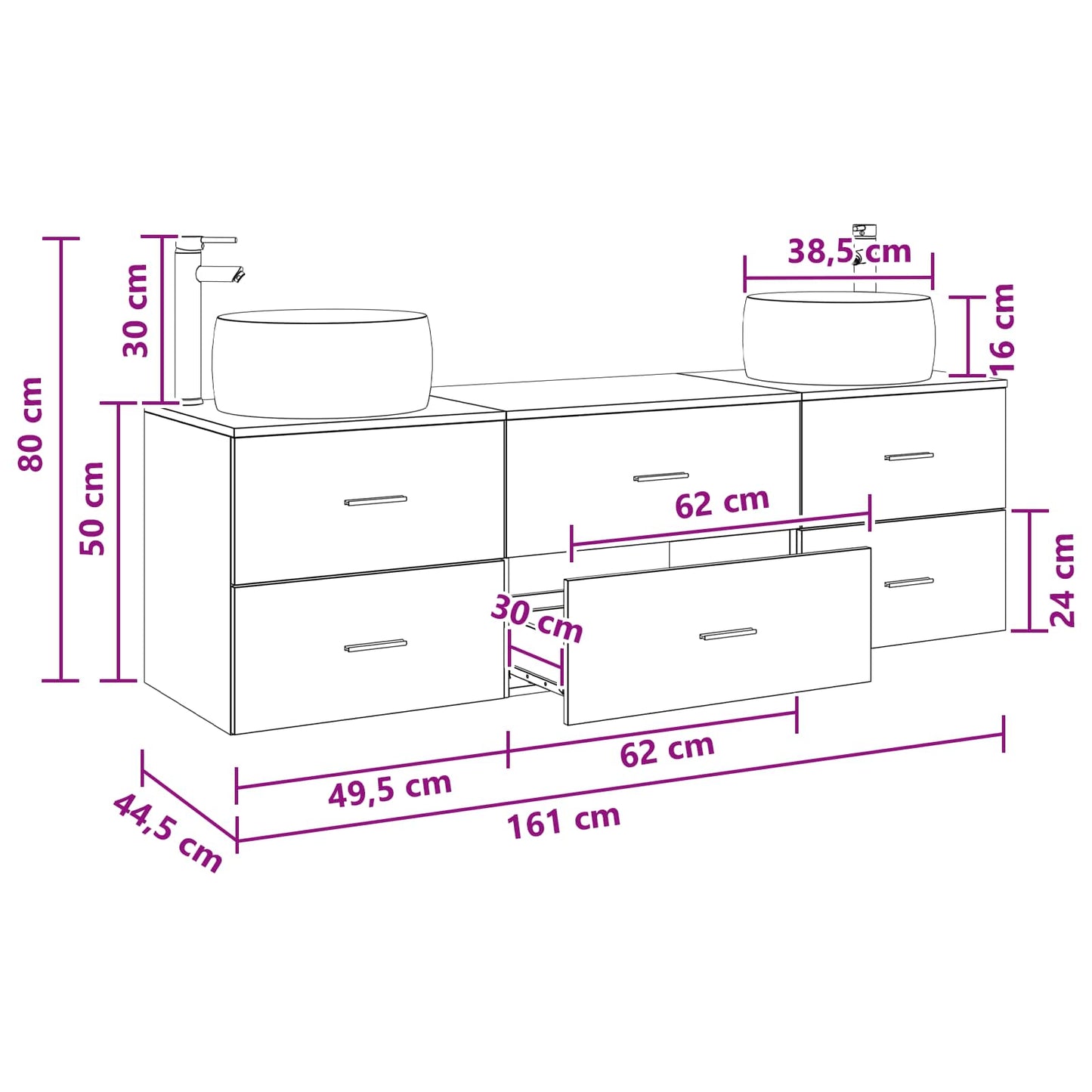 Bathroom Furniture Set 3 pcs Grey Sonoma 49.5 x 44.5 x 66 cm