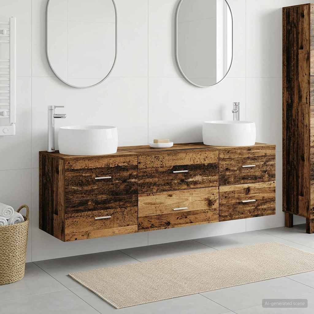 Bathroom Furniture Set 3 pcs Old Wood 49.5 x 44.5 x 66 cm