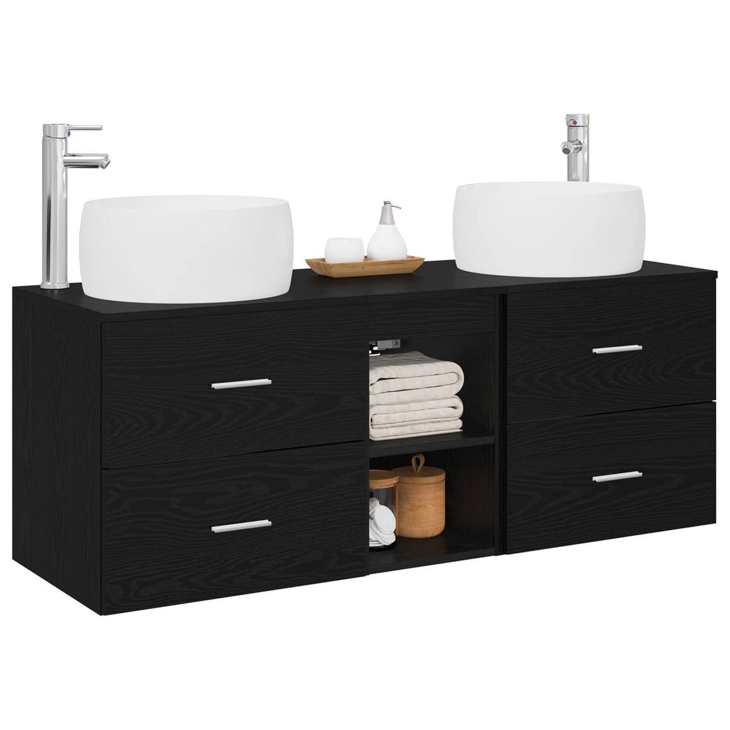 Bathroom Furniture Set 3 pcs Black 49.5 x 44.5 x 66 cm