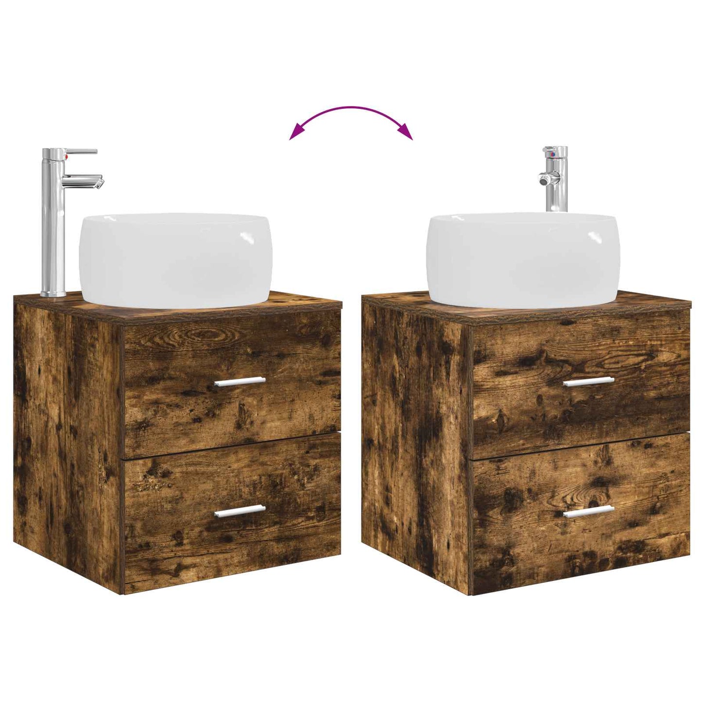 Bathroom Furniture Set 3 pcs Smoked Oak 49.5 x 44.5 x 66 cm