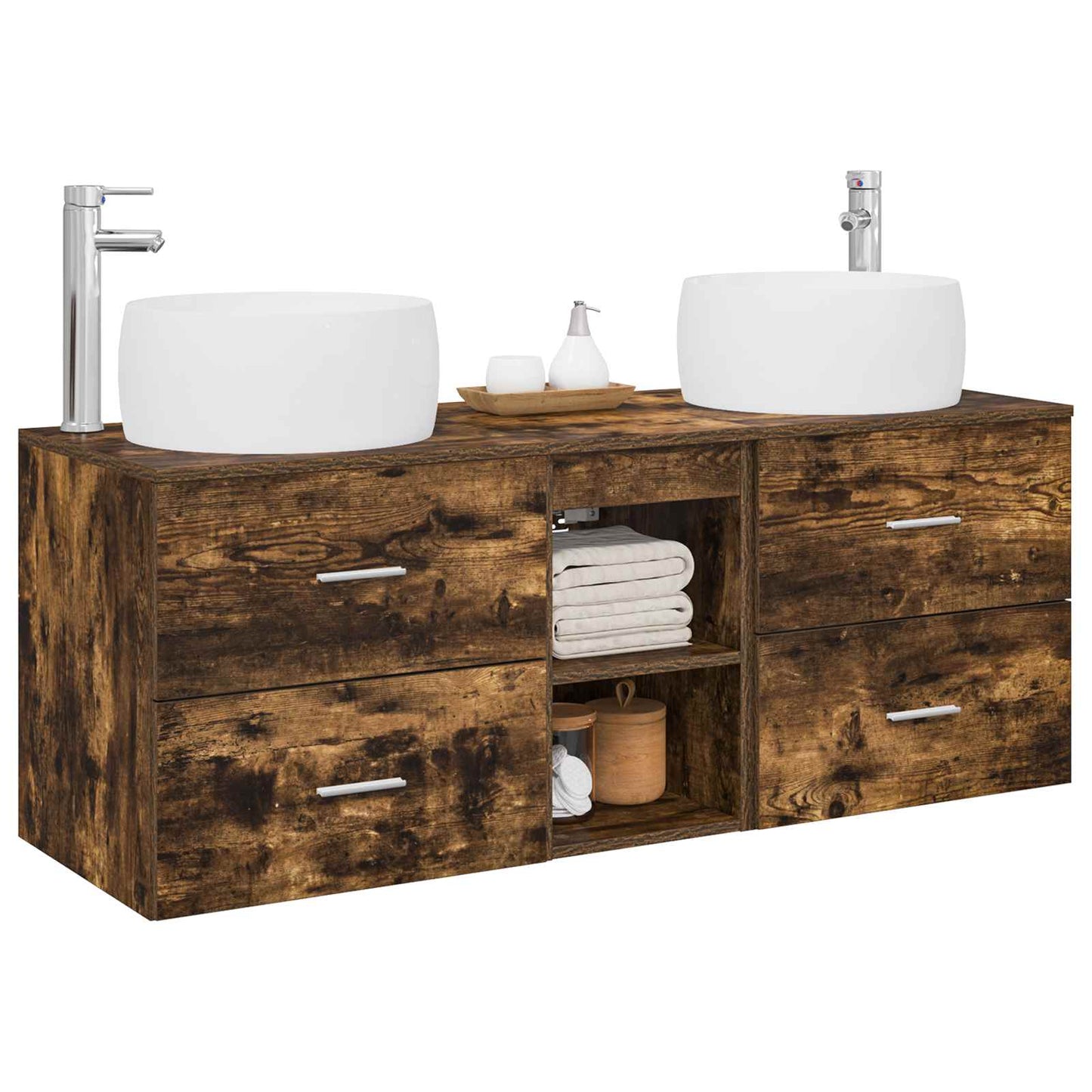 Bathroom Furniture Set 3 pcs Smoked Oak 49.5 x 44.5 x 66 cm