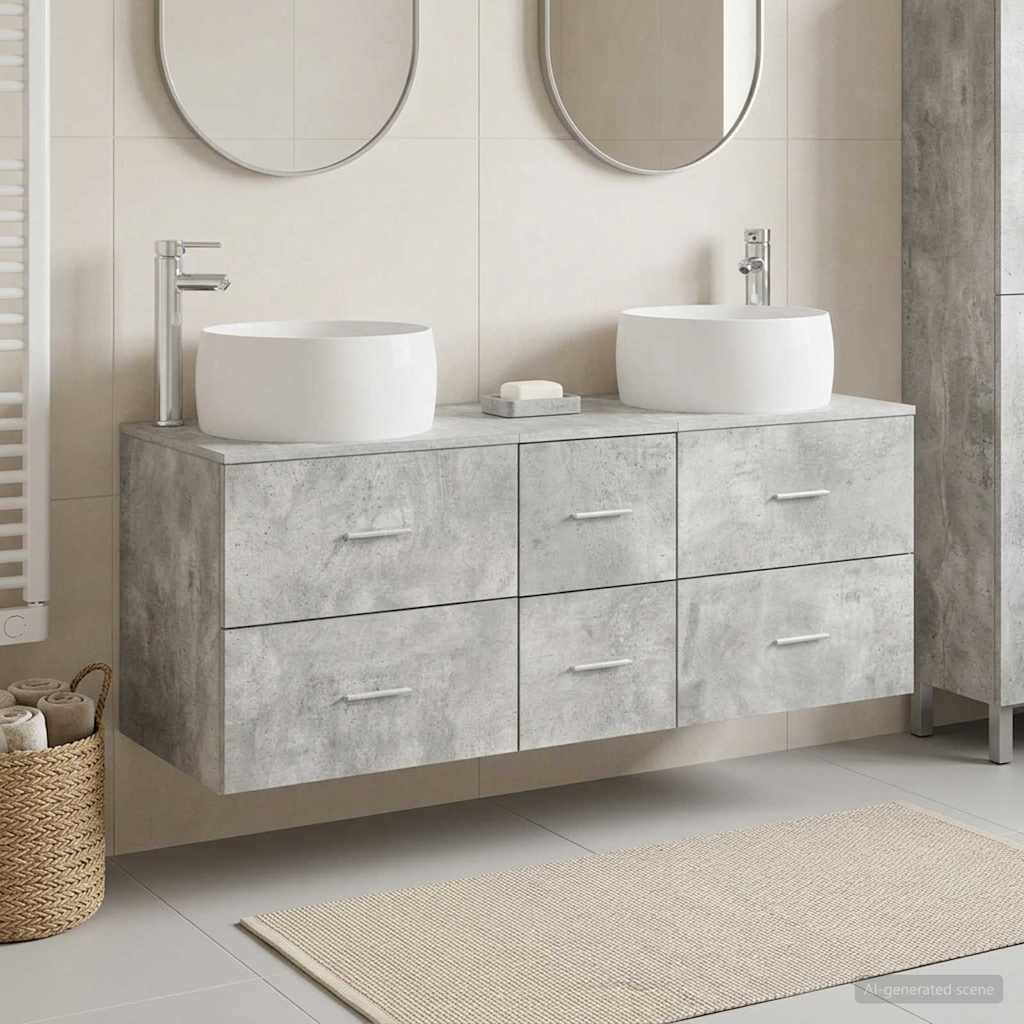 Bathroom Furniture Set 3 pcs Concrete Grey 49.5 x 44.5 x 66 cm