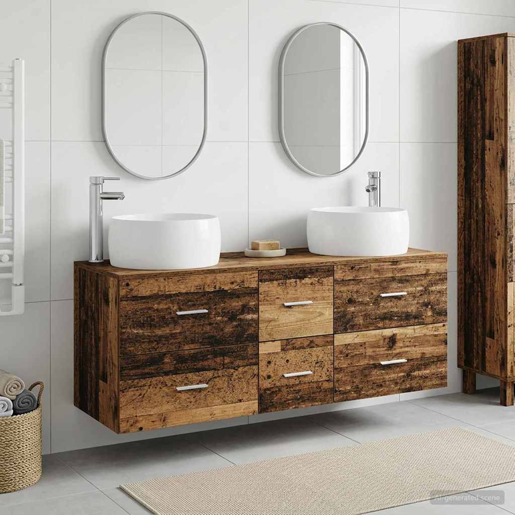 Bathroom Furniture Set 3 pcs Old Wood 49.5 x 44.5 x 66 cm
