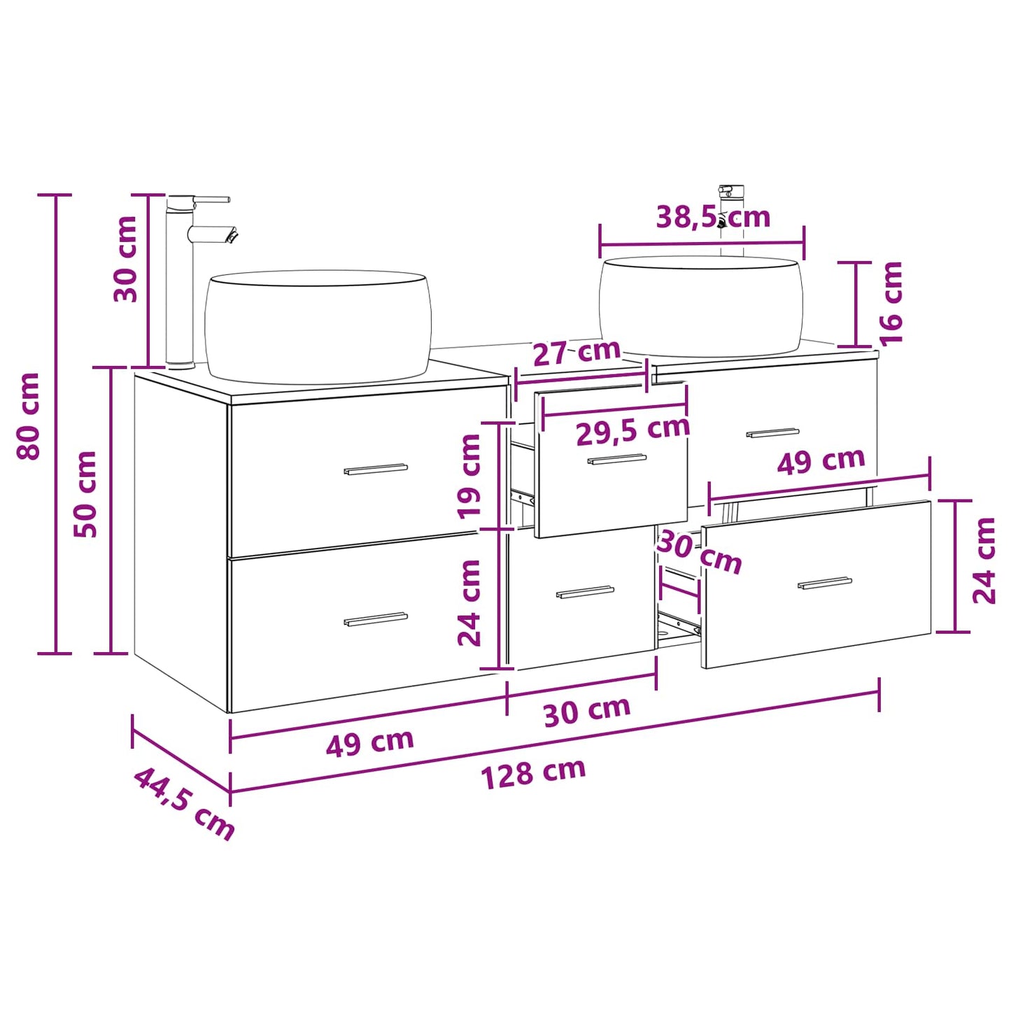 Bathroom Furniture Set 3 pcs Old Wood 49.5 x 44.5 x 66 cm