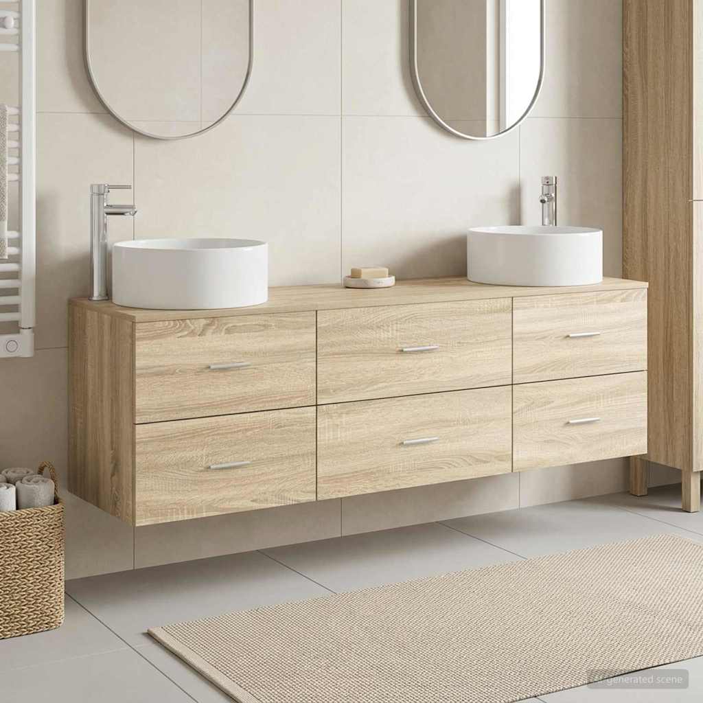 Bathroom Furniture Set 3 pcs Sonoma Oak 49.5 x 44.5 x 65.5 cm