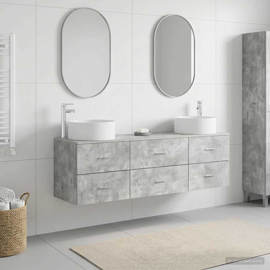 Bathroom Furniture Set 3 pcs Concrete Grey