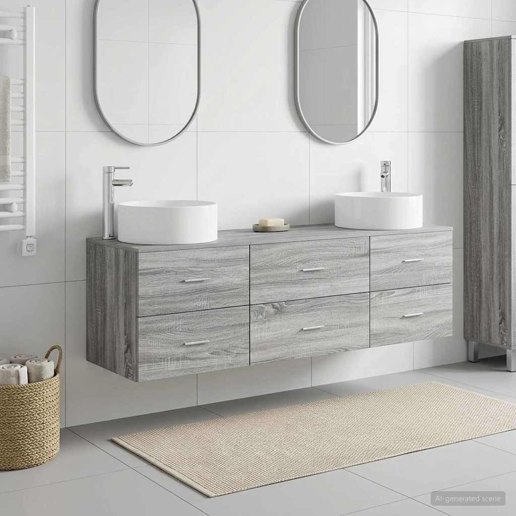Bathroom Furniture Set 3 pcs Grey Sonoma 49.5 x 44.5 x 65.5 cm