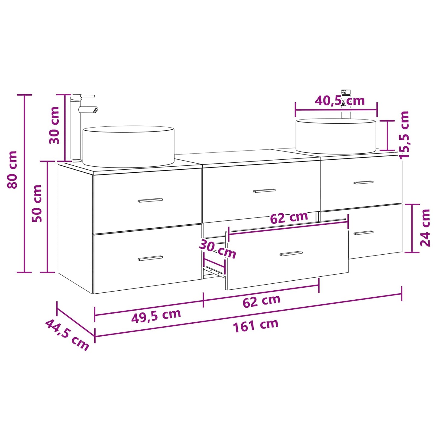 Bathroom Furniture Set 3 pcs Grey Sonoma 49.5 x 44.5 x 65.5 cm