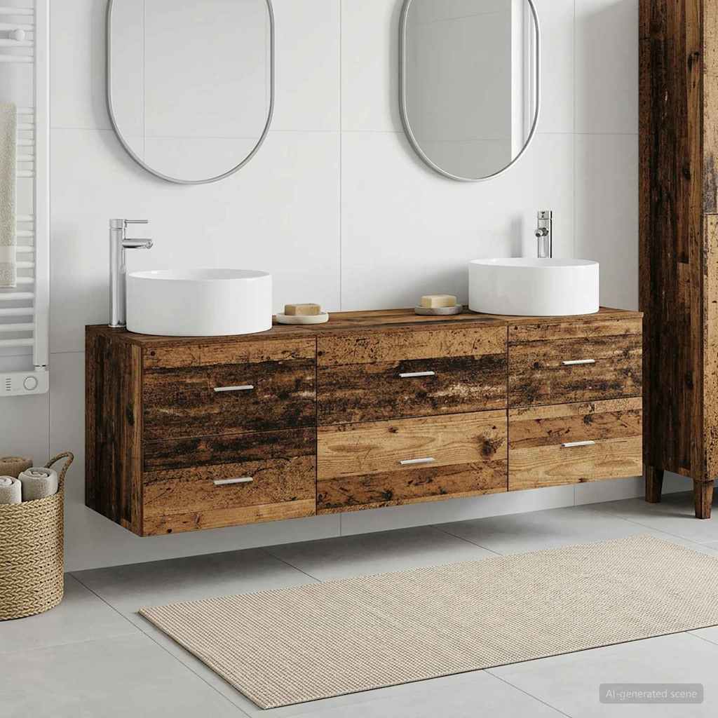 Bathroom Furniture Set 3 pcs Old Wood 49.5 x 44.5 x 65.5 cm