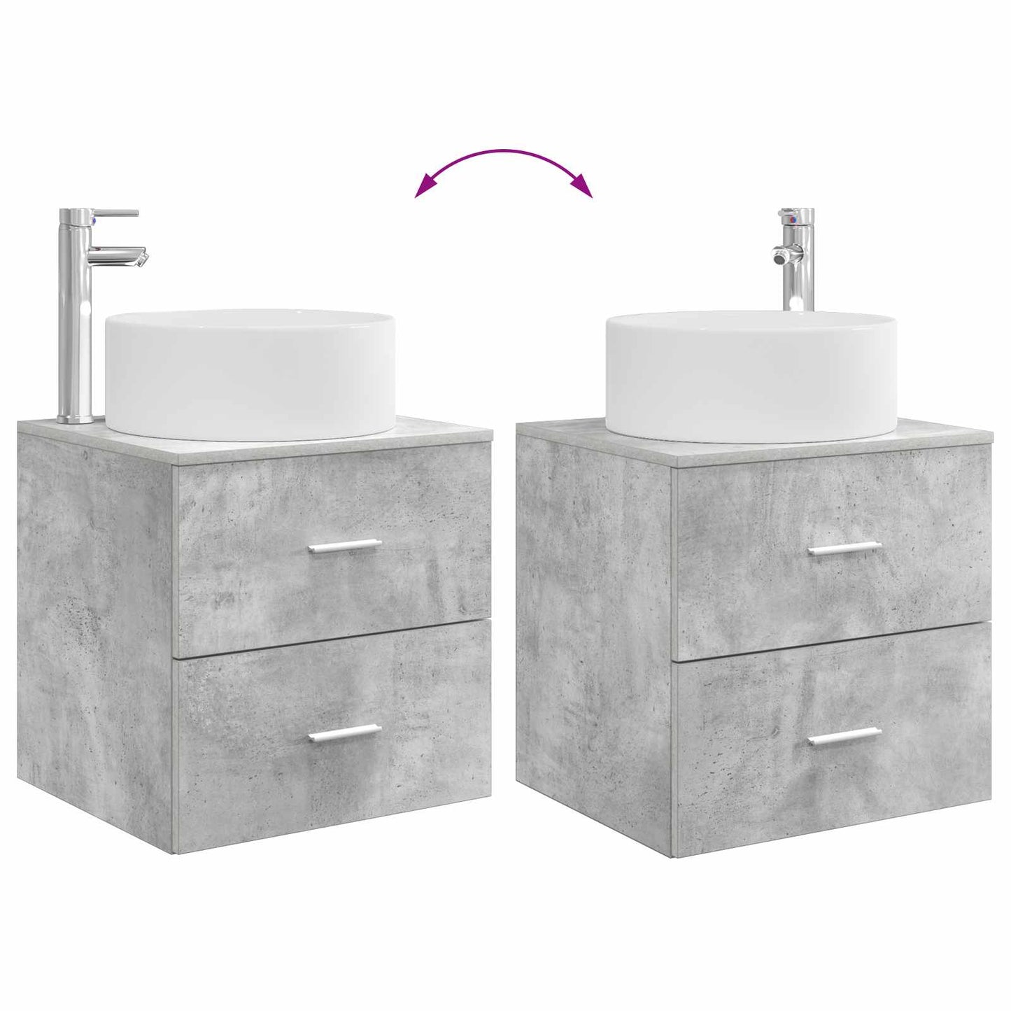 Bathroom Furniture Set 3 pcs Concrete Grey