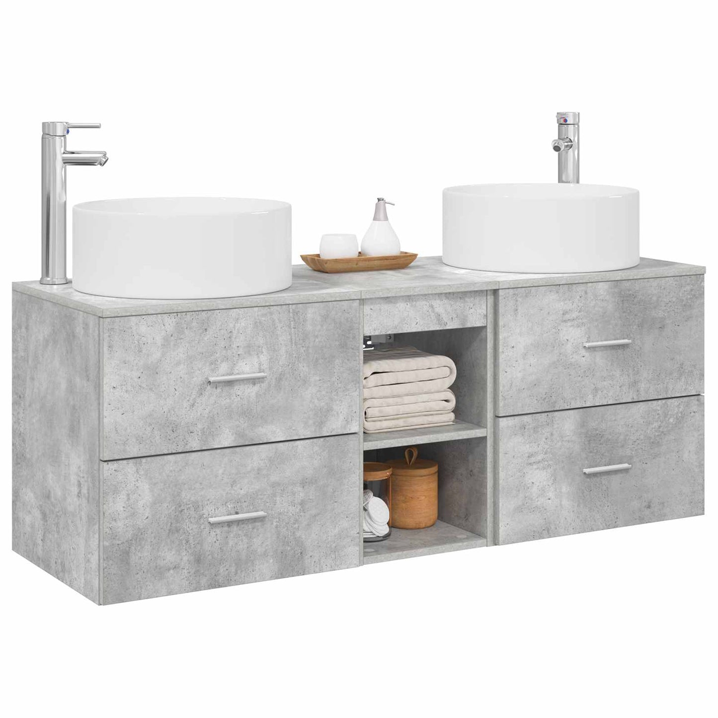 Bathroom Furniture Set 3 pcs Concrete Grey