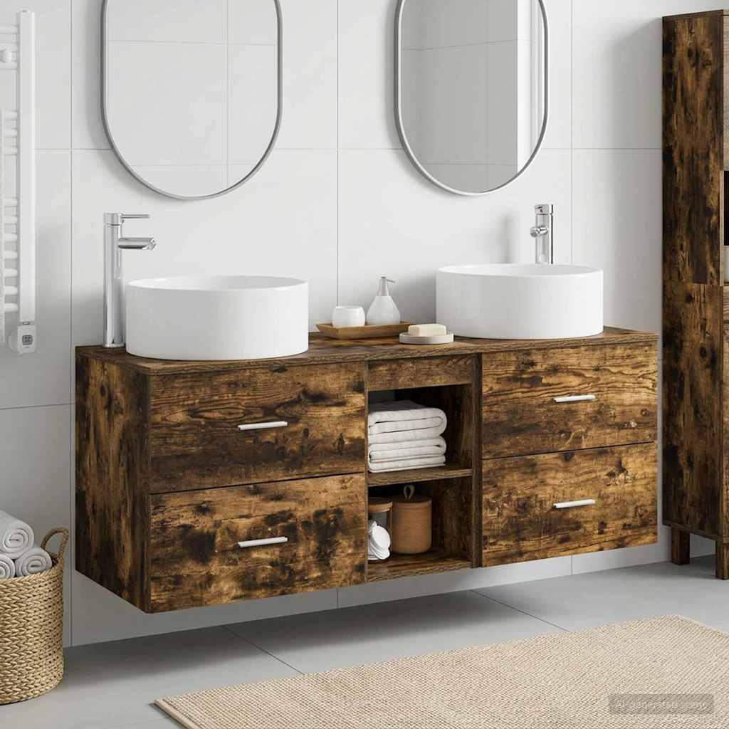 Bathroom Furniture Set 3 pcs Smoked Oak 49.5 x 44.5 x 65.5 cm
