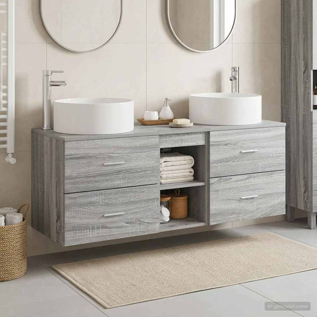 Bathroom Furniture Set 3 pcs Grey Sonoma 49.5 x 44.5 x 65.5 cm