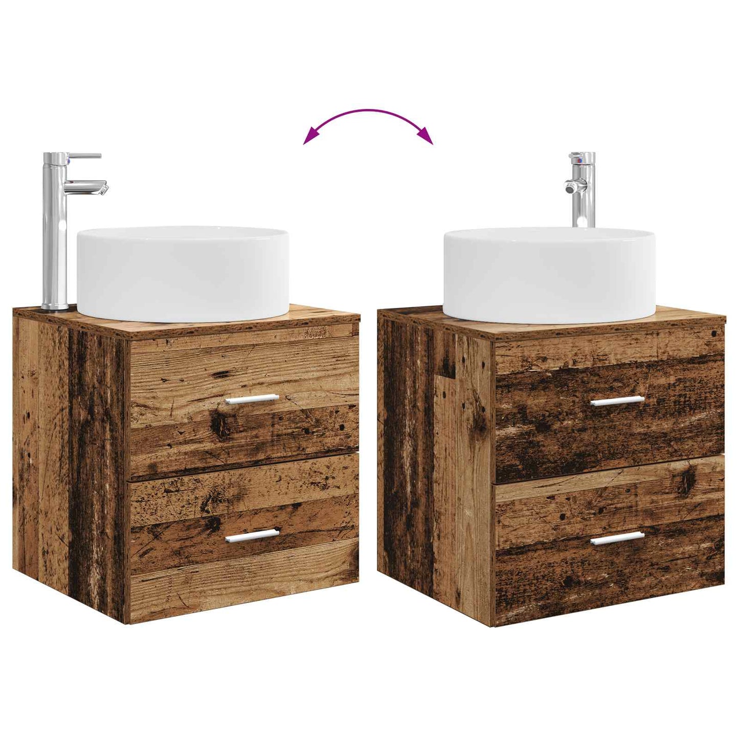 Bathroom Furniture Set 3 pcs Old Wood 49.5 x 44.5 x 65.5 cm