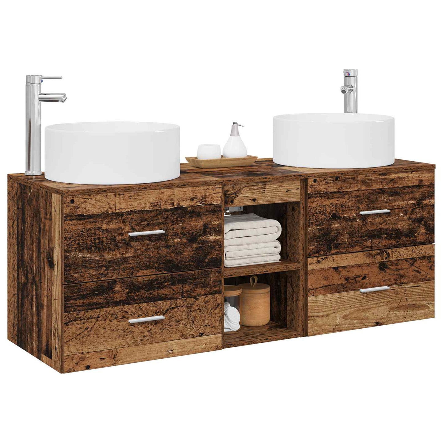 Bathroom Furniture Set 3 pcs Old Wood 49.5 x 44.5 x 65.5 cm