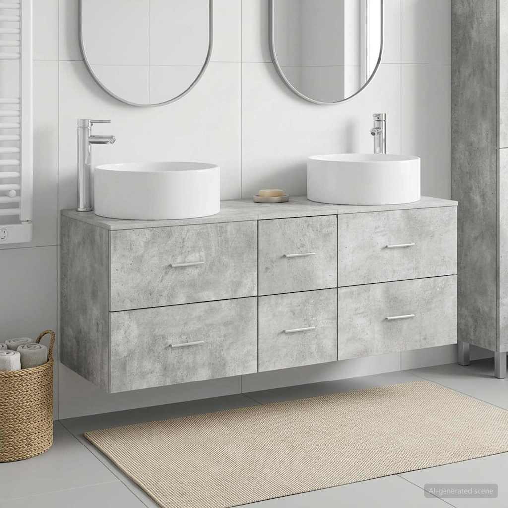 Bathroom Furniture Set 3 pcs Concrete Grey